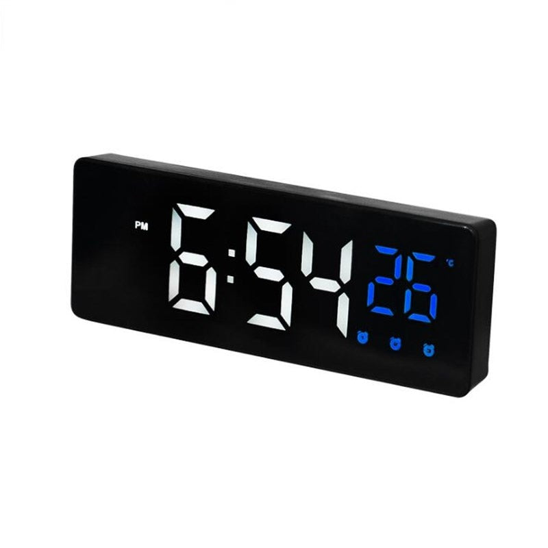 LED Digital Alarm Clock Snooze Temperature Date Display USB Desktop Strip Mirror LED Clocks for Living Room Decoration