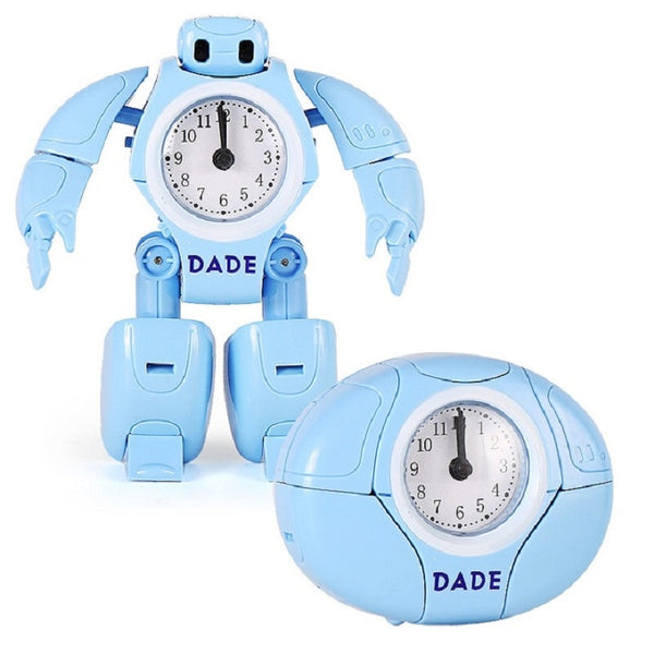 Child Robot Alarm Clock Kid Toy Deformation Robot Table Clocks 2 Model Shape Creative Cartoon Desk Clock Students Kids Gift