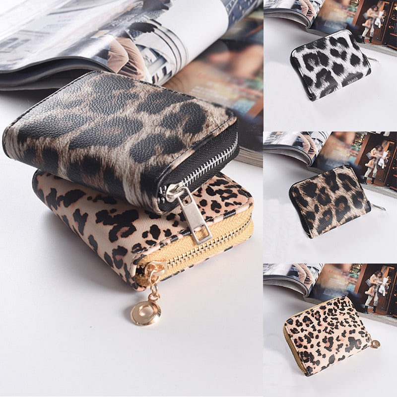 Women Short Wallets New Vintage Fashion Leopard Prints Coin Purse For Girls Clutch Bag PU Ladies Card Holder Clutch  Bag