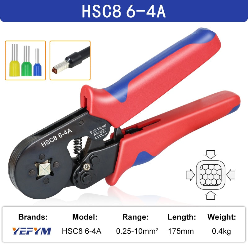 Ferrule Crimping Tool Tubular / Pin Terminal Professional Electrician Pliers Max(16mm ²/ 5AWG) Adjustable Ratchet Tools