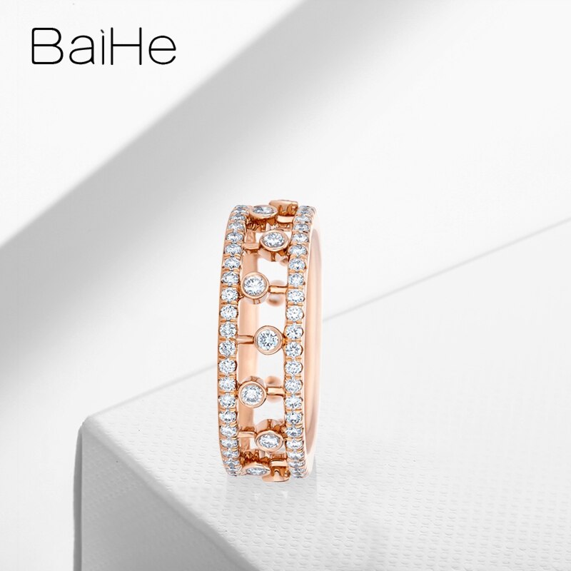 BAIHE Trendy Luxury Full Circle Row Set Diamond Ring Hollow Out Proposal Engagement Fine Jewelry خاتم الماس الفاخر טַבַּעַת