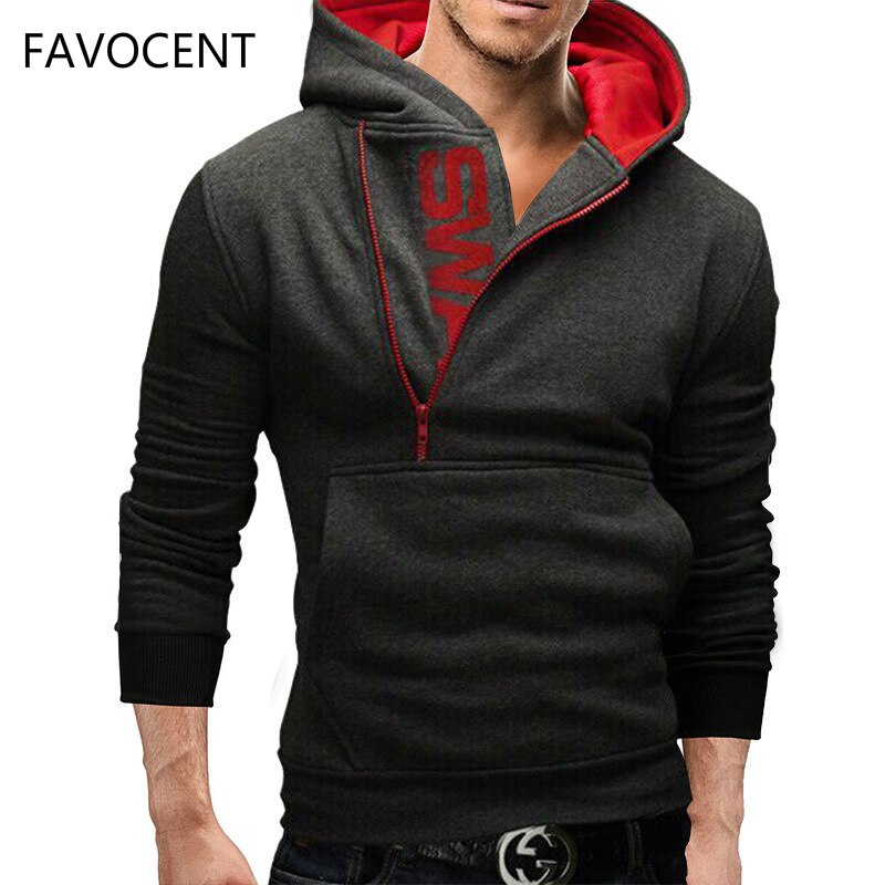 FAVOCENT Hoodie Oblique Zipper Solid Color Hoodies Men Fashion Letter Tracksuit Male Sweatshirt Hoody Mens Purpose Tour M-6XL