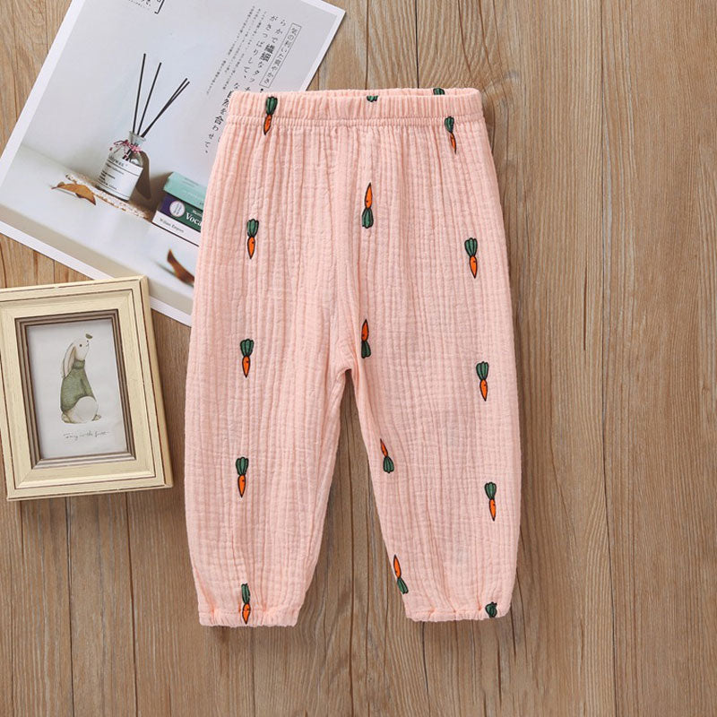 New 2-7y 2022 Summer Solid Color Linen Pleated Children Ankle-length Pants for Baby Boys Pants Harem Pants for Kids Child