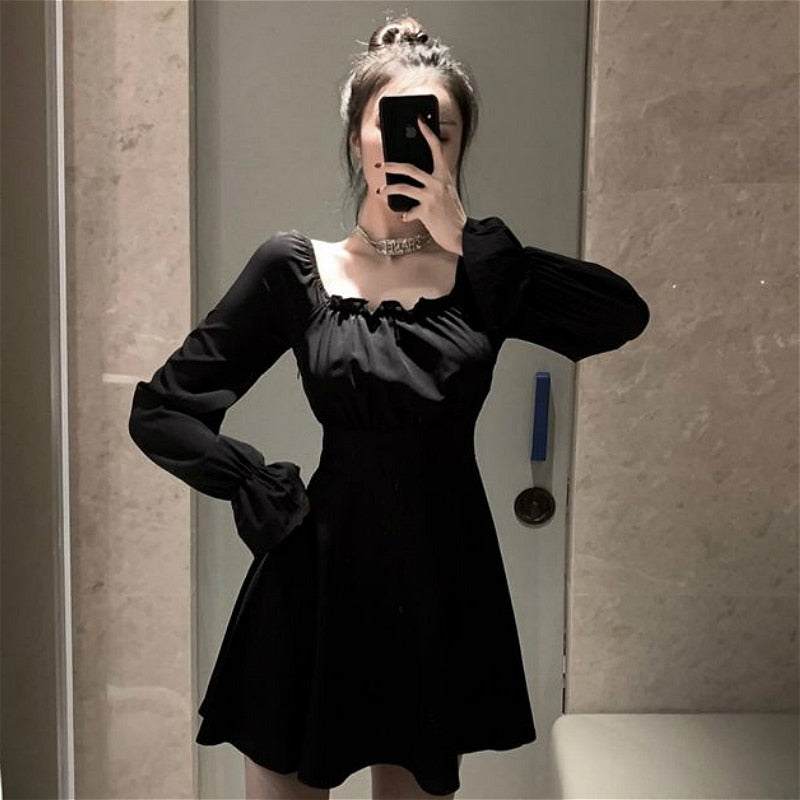 Dress Women Fashion Vintage Backless Lace-up Design Chic Black Femme Vestidos Classic Party Clubwear Retro Spring Girls Dresses