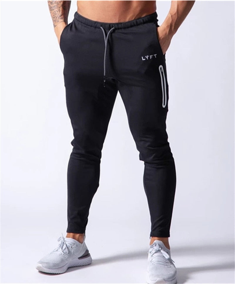 2023 Men&#39;s Sports Gym Slim Fitness Jogging Pants Men&#39;s Casual Pencil Pants Pure Cotton Fashion Skinny Foot Zipper Sweatpants