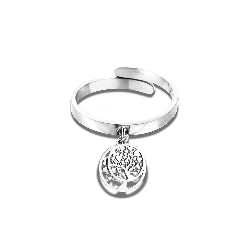 Adjustable Tree of Life Stainless Steel Rings for Women Fashion Silvery Gold Rings Engagement Jewelry Anillo 2022 Free Shipping