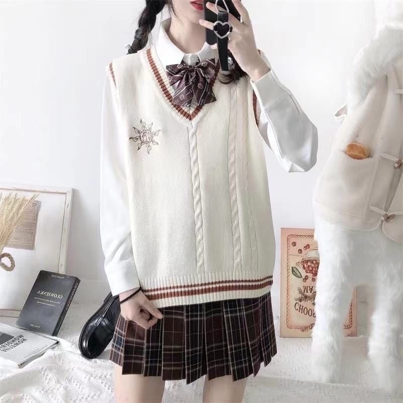 Kawaii Kuromi Cinnamoroll My Melody Sanrioes Wool Sweater V-Neck Waistcoat Vest Cute Women&