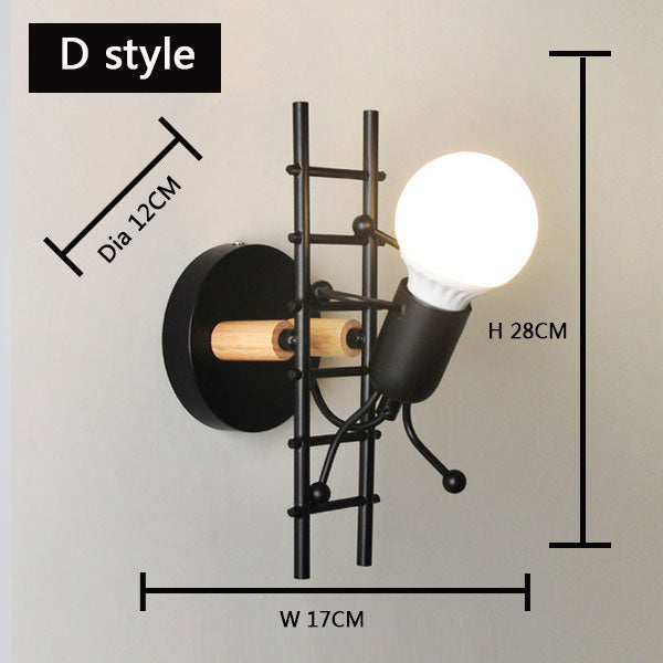 simplicity matchstick man Cartoon wall light Children's room kitchen dining room bed room foyer study balcony aisle Wall Lamp