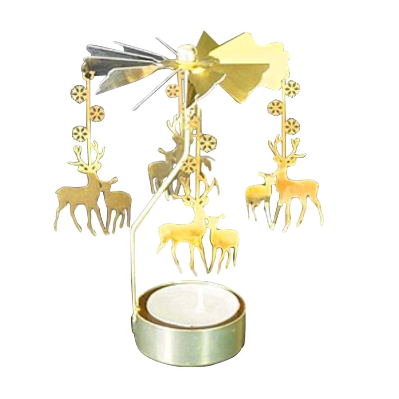 Rotating Spinning Candle Holder Wedding Party Christmas Home Decoration Metal Tealight Candlestick