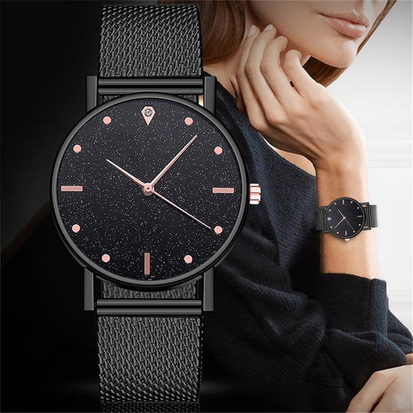 Crystal Watch Minimalist Calendar Women Watch Casual Ladies Watch Luxury Strap Band Watch Analog Wrist Watch Montre Femme