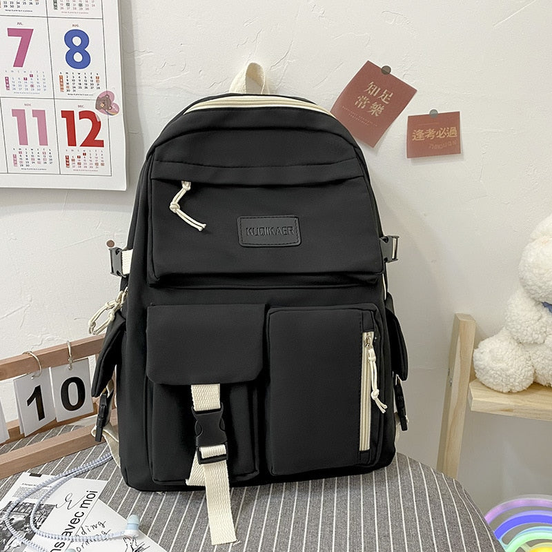 2022 New Trendy Korean Version Large-capacity School Bag Lightweight Simple Travel Backpack Teen Girls Many Pockets Backpacks