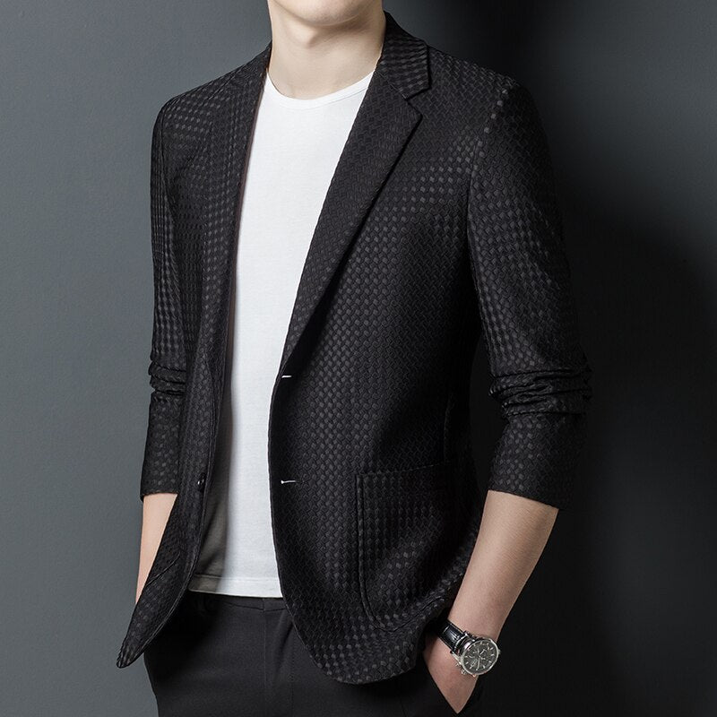 High End Brand Luxury Casual Fashion Elegant Slim Fit Designer Blazer Jacket Expensive Suit For Men New Style Men's Clothing