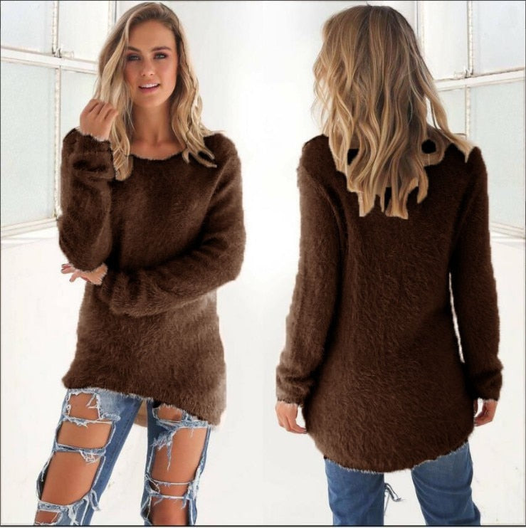 Super Soft And Comfortable Self-Cultivation Solid Color O Neck Pullover Women&