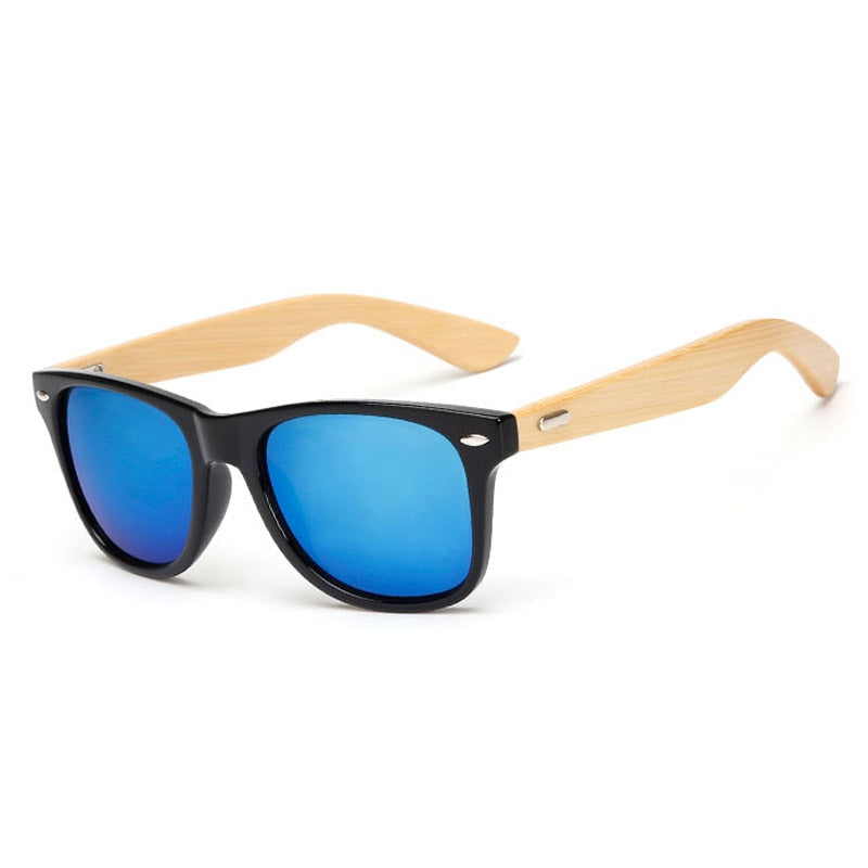 Bamboo Wood Square Sunglasses Brand Design Men Women Coating Mirror Sun Glasses Retro Glasses UV400 Shades Gafas De Sol