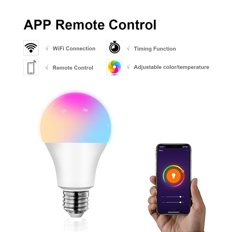 AVATTO Tuya 12W 15W WiFi Smart Light Bulb, E27 RGB LED Lamp Dimmable with Smart Life APP, Voice Control for Google Home, Alexa