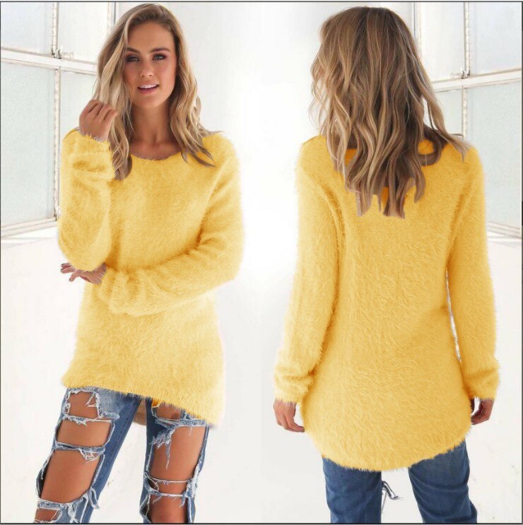 Super Soft And Comfortable Self-Cultivation Solid Color O Neck Pullover Women&