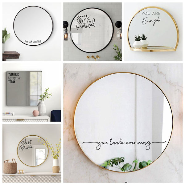 You Look Amazing Mirror Decal Vinyl Decal Bathroom Decor Decal Wall Sticker Art Home Decoration Accessories（Not Mirror）