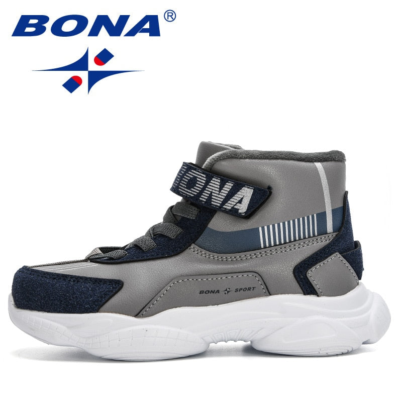 BONA 2020 New Designers Trendy Snow Shoes Teenagers Children Hiking Shoes Walking Climbing Shoes Boy Winter Plush Footwear Girls