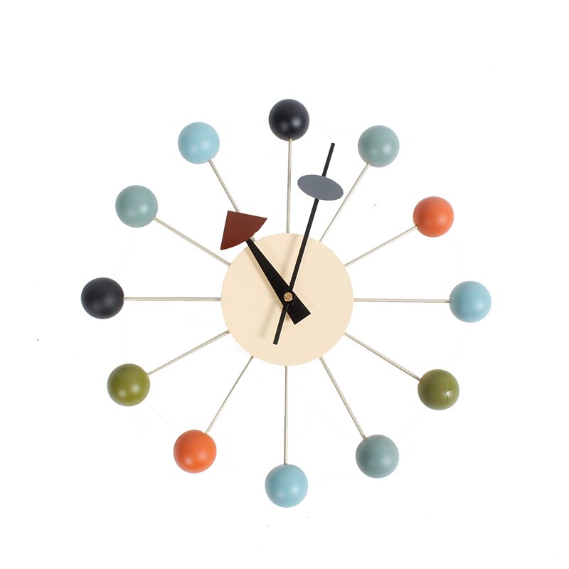 Quiet Round Ball Wood Wall Clock Home Decor Modern Design 3D Clocks for Living Room Decoration Accessories with Import Movement