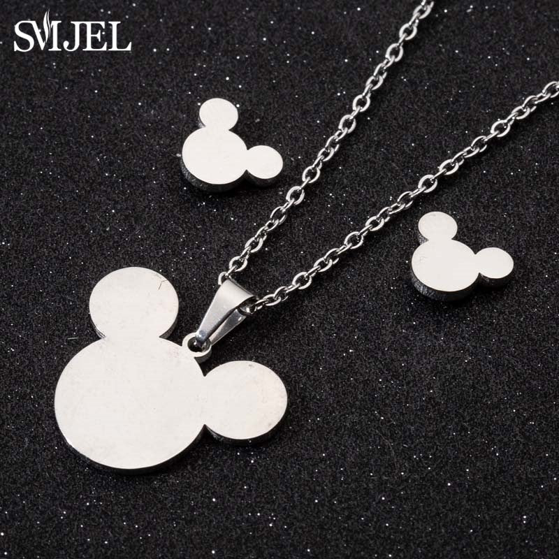 SMJEL Stainless Steel Necklaces for Women Jewelry Mini Animal Rabbit Necklace Heart Beat Dog Paw Print Collier Femme Wholesale