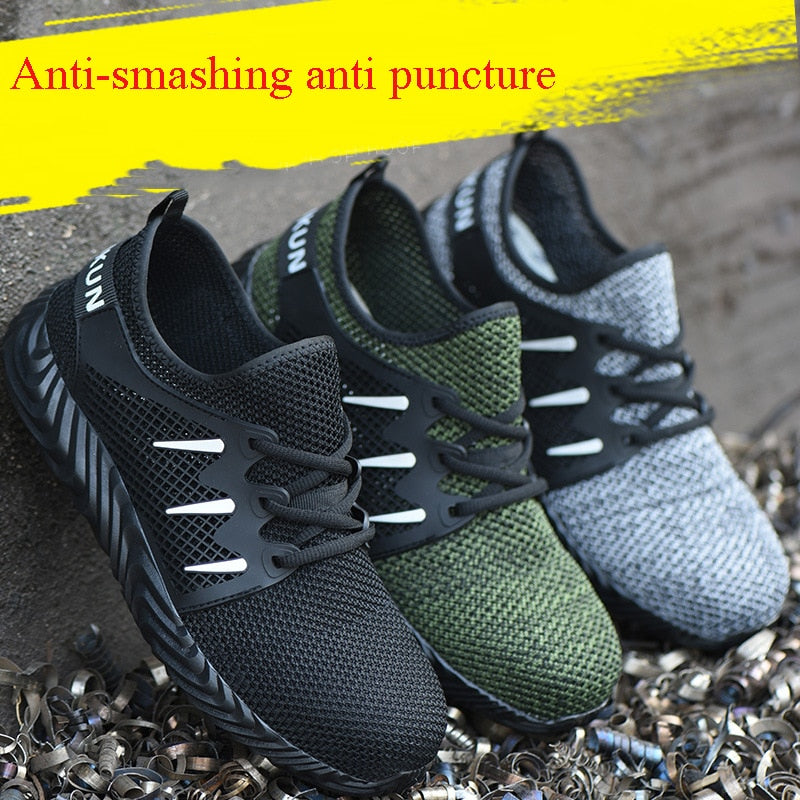 Direct Delivery Men And Women Steel Toe Air Safety Boots Indestructible Ryder Shoes Anti Puncture Breathable Work Shoes Sneakers
