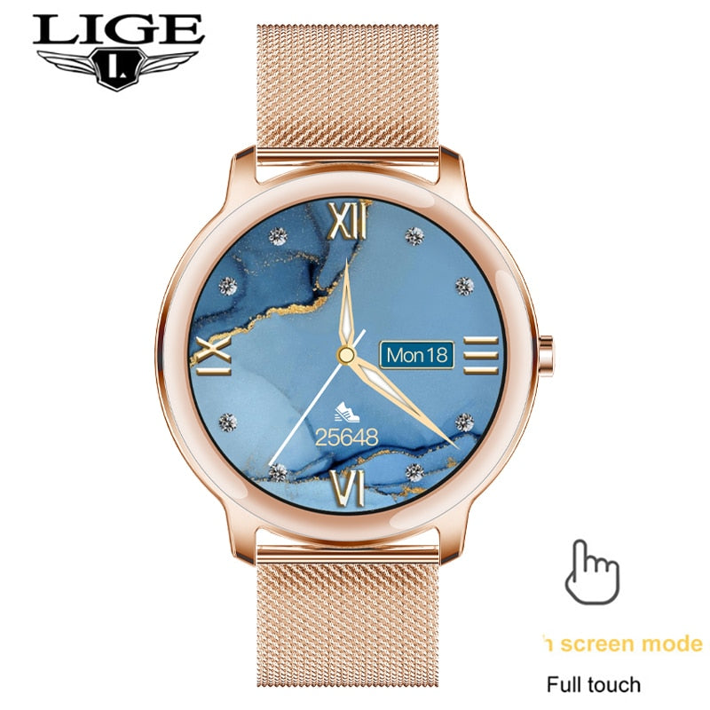 LIGE New Smart watch Ladies Full Touch Screen Sports Fitness watch IP67 waterproof Bluetooth For Android iOS  Ladies Smart watch