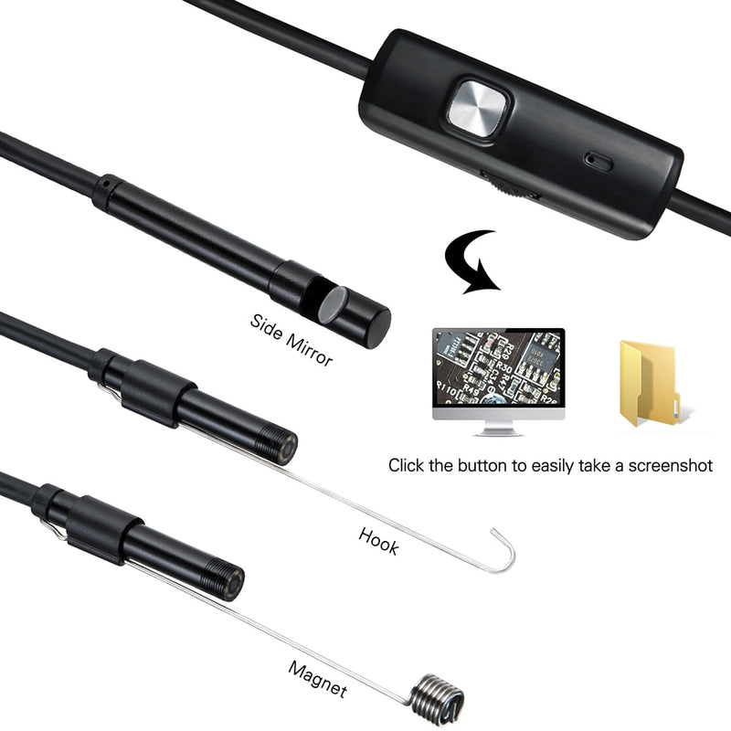 7.0/5.5 MM IP67 Waterproof Endoscope Camera 6 LEDs Adjustable USB Android Flexible Inspection Borescope Cameras for Phone PC