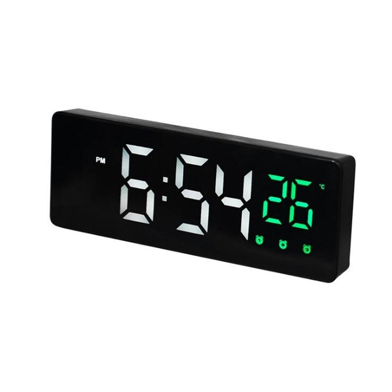 LED Digital Alarm Clock Snooze Temperature Date Display USB Desktop Strip Mirror LED Clocks for Living Room Decoration