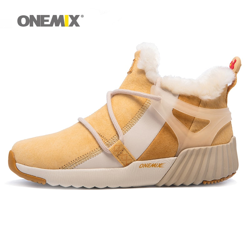 Onemix Men Hiking Shoes Winter Snow Boots Keep Warm anti Slip Waterproof Outdoor Shoes Mountain Shoes Comfortable Woman Trekking