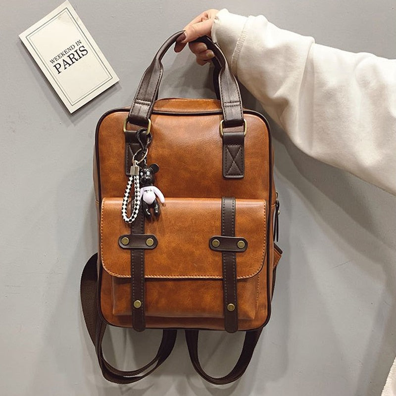 Women Anti Theft Backpacks Students Brown School Bags for Teenage Girls Waterproof Vintage Laptop Leather Big Travel Backpack