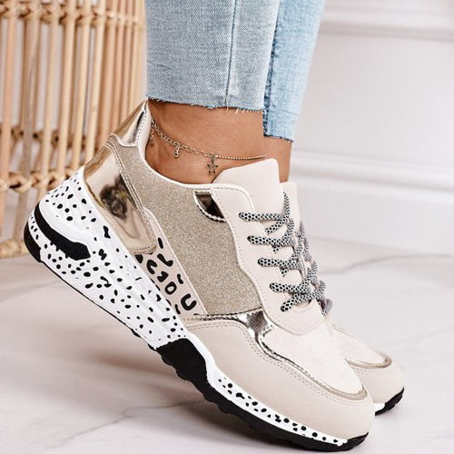 Women Sneakers Lace-Up Platform Sports Shoes for Women Breathable Ladies Sneakers Leopard Print Women&