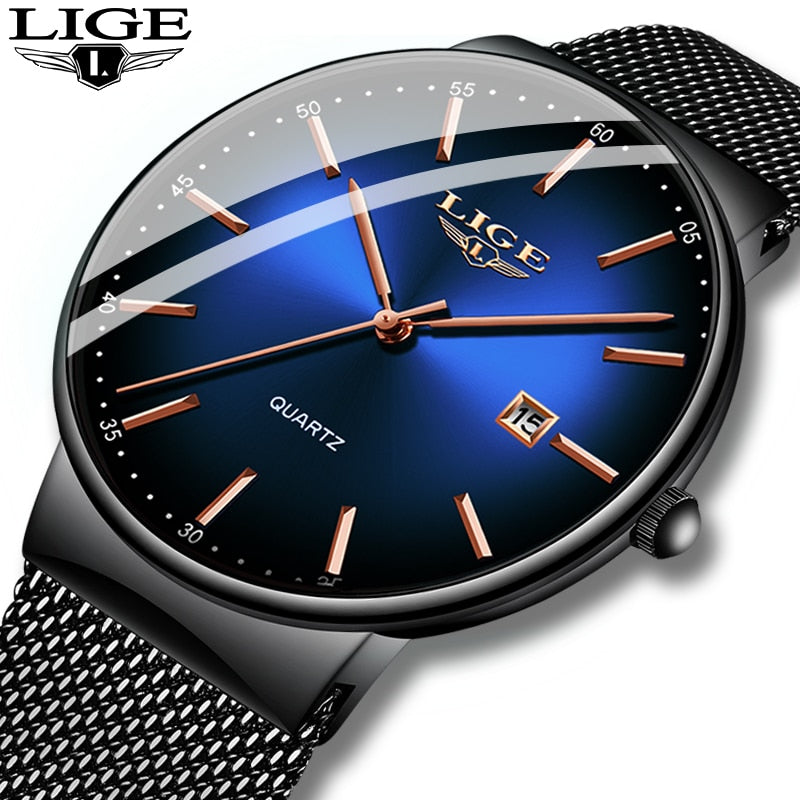 LIGE 2022 Top Brand Luxury Casual Watch For Men Waterproof Fashion Clock Quartz Watches Thin Wristwatch Hombre Relogio Masculino