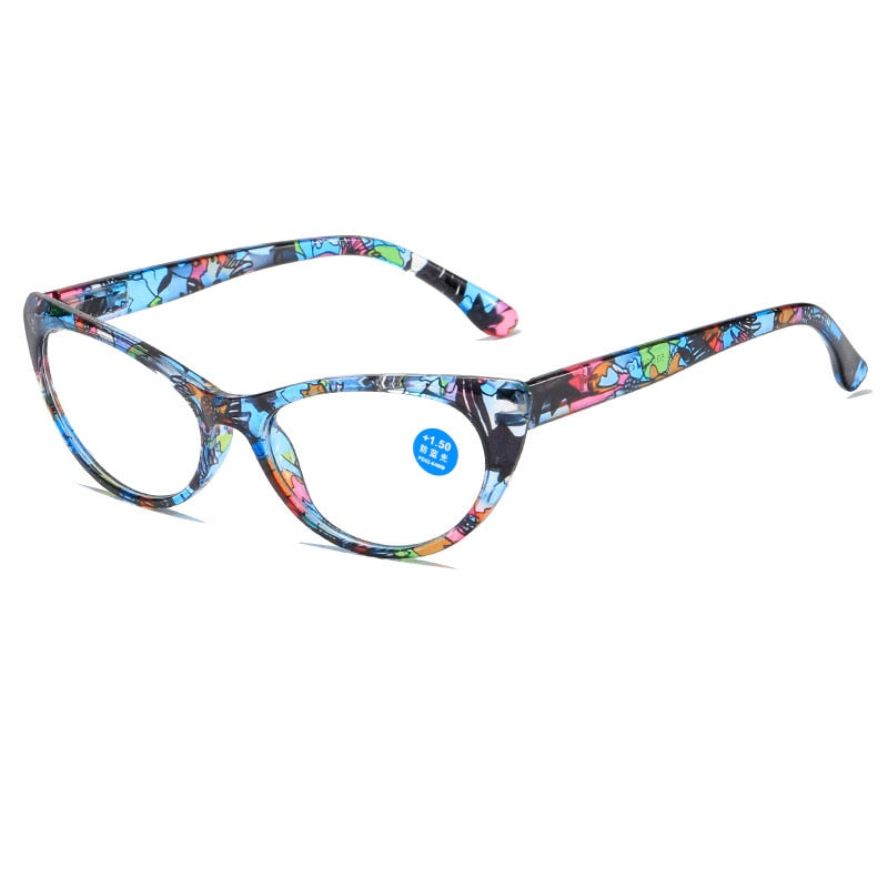 Seemfly Ladies Floral Reading Glasses Fashion Printing Clear Presbyopia Eyeglasses Glassware With Degree +1 +1.5 +2 +2.5 +4