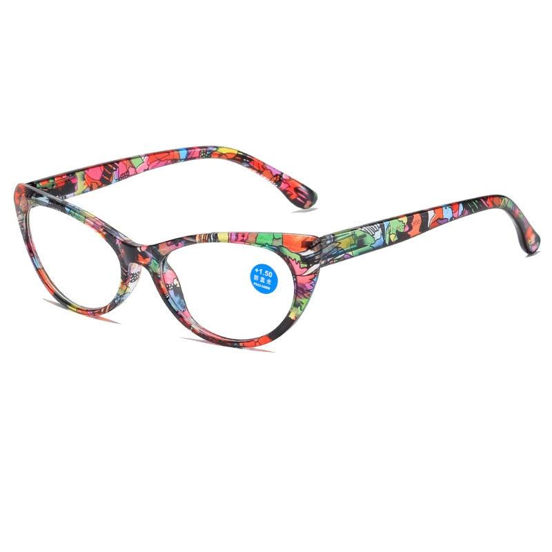 Seemfly Ladies Floral Reading Glasses Fashion Printing Clear Presbyopia Eyeglasses Glassware With Degree +1 +1.5 +2 +2.5 +4