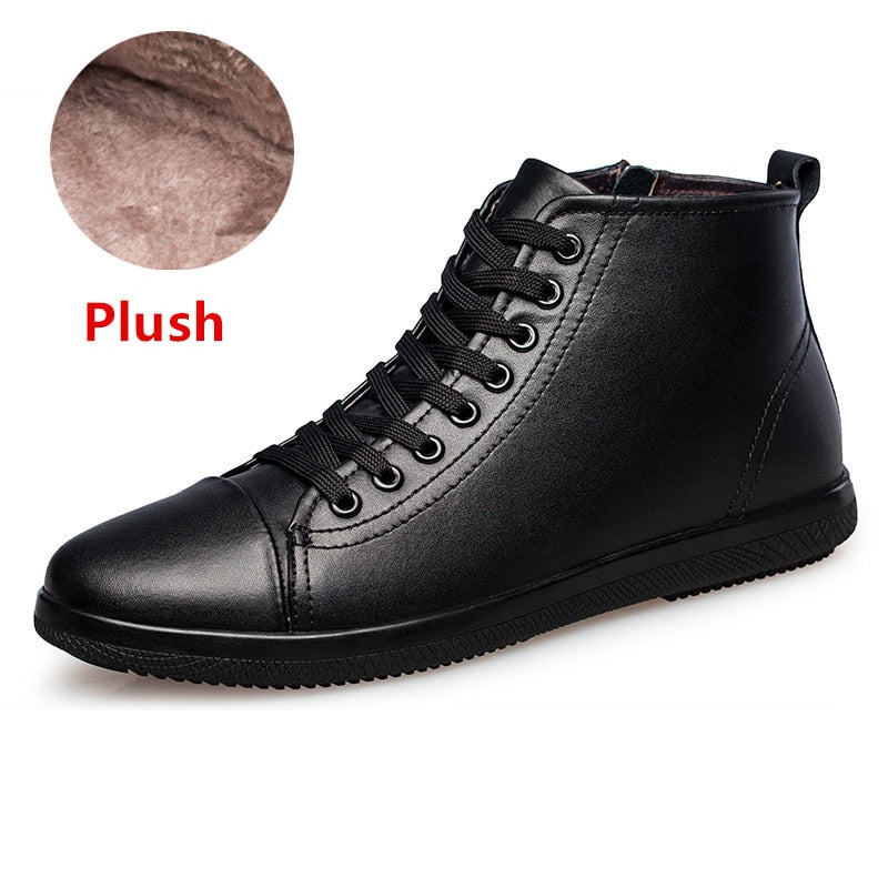 Brand Winter Men Boots Warm Plush Men Snow Boots Outdoor Comfortable Men Shoes Lace-Up Autumn Men's Ankle Boots Motorcycle Boots