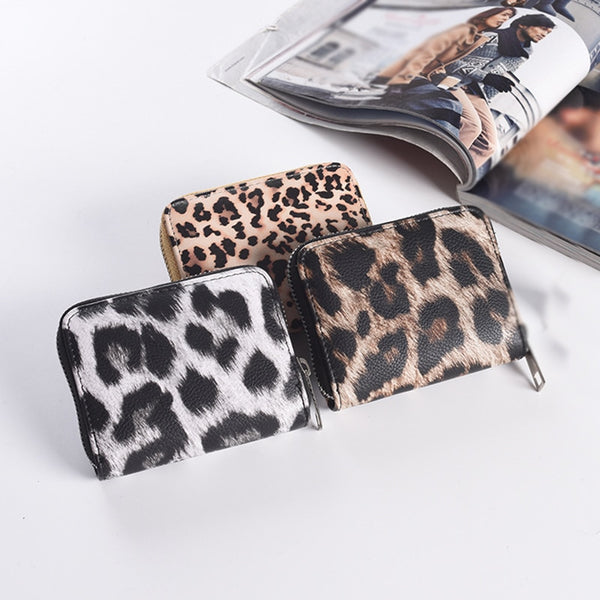 Women Short Wallets New Vintage Fashion Leopard Prints Coin Purse For Girls Clutch Bag PU Ladies Card Holder Clutch  Bag