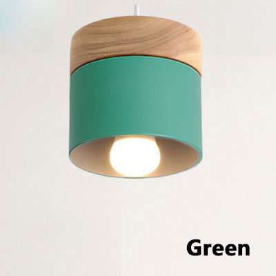 Nordic simplicity LED E27 Pendant light Modern macaron Hanging Lights Home improvement Iron and wood decoration Pendant lamp