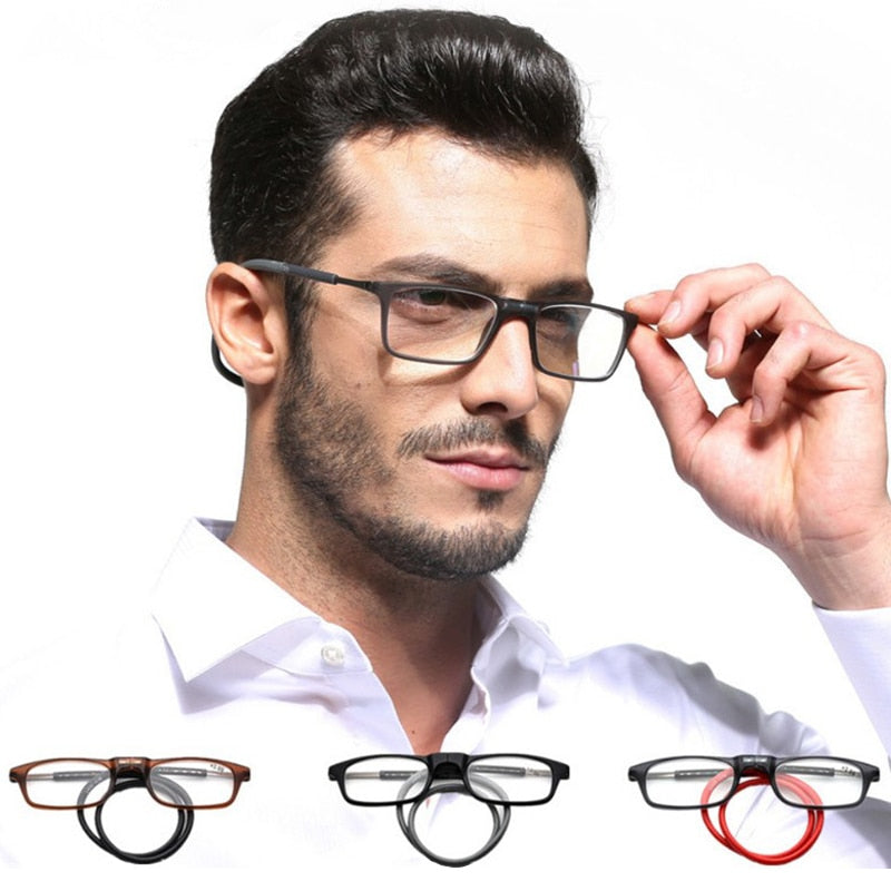 MGHBHS high-grade TR magnetic absorption hanging neck reading glasses for men and women portable magnet reading glasses