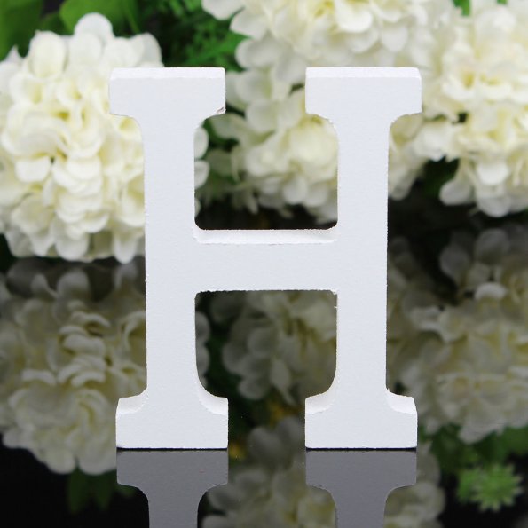 White Wooden Letter English Alphabet DIY Personalised Name Design Art Craft Free Standing Heart Wedding Home Decor