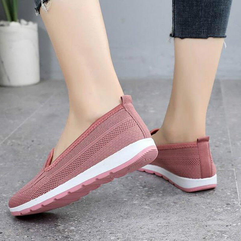 Mothers shoes, fabric loafers for women, casual sneakers for spring and summer, flat heels, breathable flat shoes