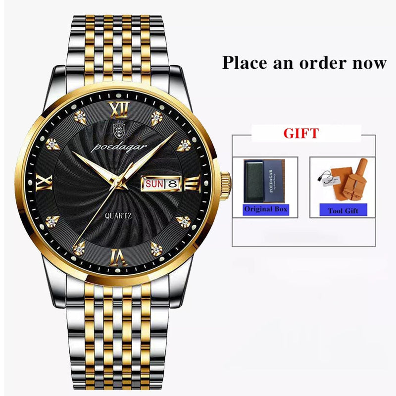 POEDAGAR 2022 Fashion Watch Men Stainless Steel Top Brand Luxury Waterproof Luminous Wristwatch Mens Watches Sports  Quartz Date