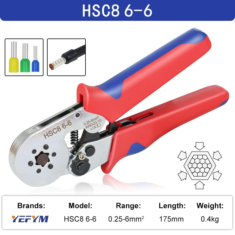 Ferrule Crimping Tool Tubular / Pin Terminal Professional Electrician Pliers Max(16mm ²/ 5AWG) Adjustable Ratchet Tools