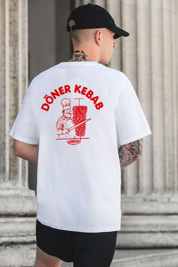 Fashion Men's Funny White T-shirt Doner Kebab Women Short Sleeve T Shirt Couple Tees Streetwear Vintage Harajuku Tops Clothes