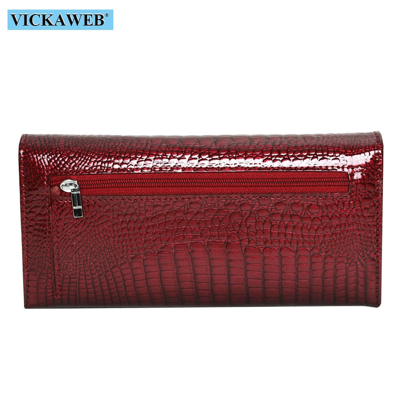 Free Gift Magnetic Hasp Wallet Women Genuine Leather Coin Purse Ladies Long Fashion Wallets Female Purses Card Hold Money Bag