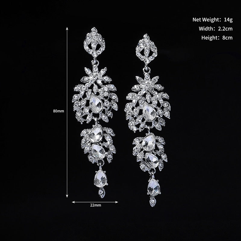 Miallo Fashion Austrian Crystal Alloy Bridal Long Earrings for Women Wedding Big Earrings for Bride Bridesmaids