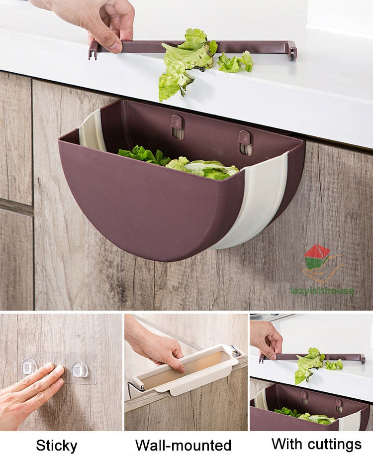 large foldable kitchen trash plastic storage box organizer for kitchen accessories storage basket kitchen storage box/rack Shelf