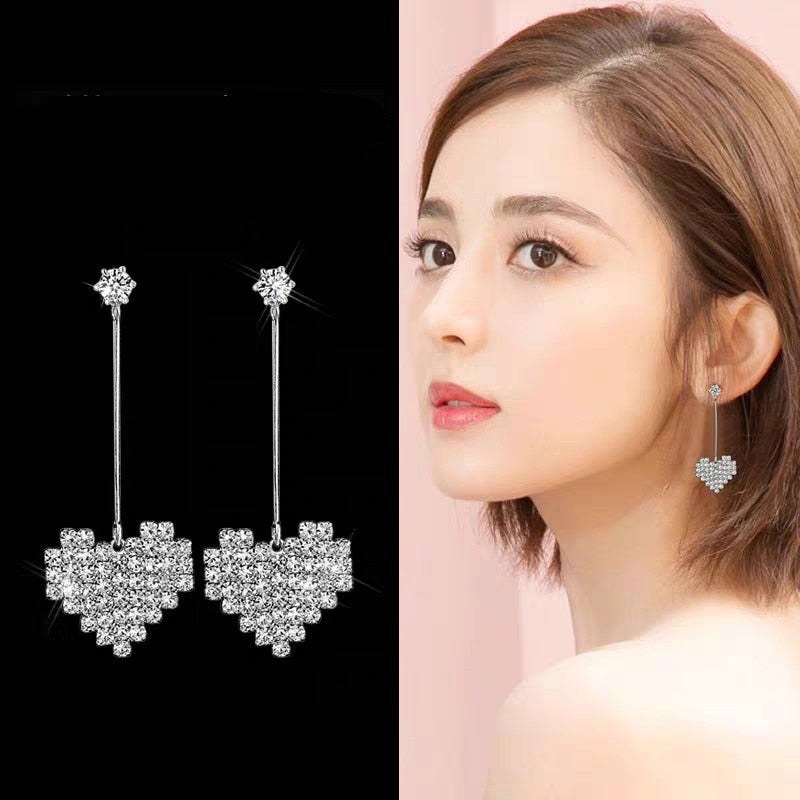 Long Earrings Women Bow Tassel Earing Front and Back Crystal Bowknot Drop Female Temperament  Butterfly Earrings