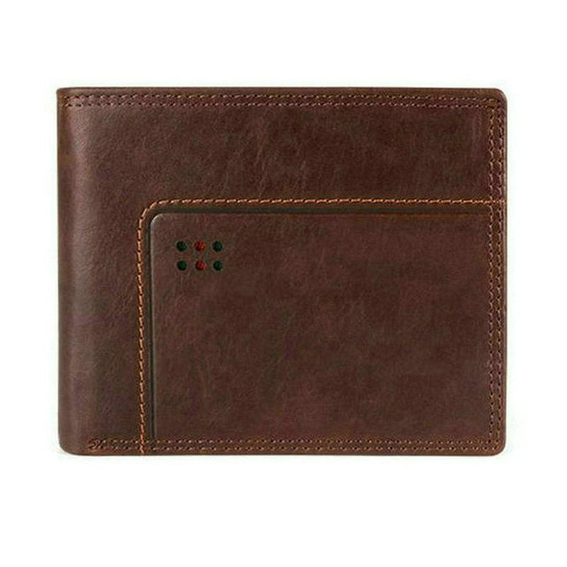 GENODERN Cow Leather Men Wallets with Coin Pocket Vintage Male Purse RFID Blocking Genuine Leather Men Wallet with Card Holders