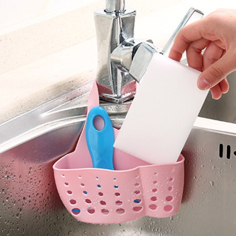 Sink Sponge Storage Hanging Basket Adjustable Snap Button Type Drain Rack Faucet Storage Drain Baskets Home Kitchen Tools