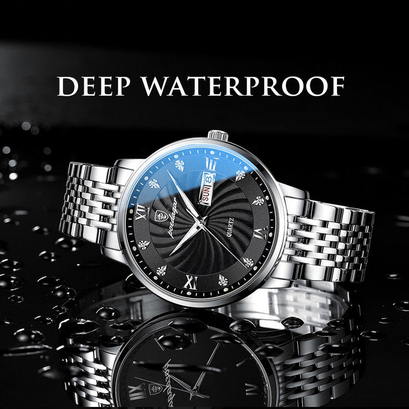 POEDAGAR 2022 Fashion Watch Men Stainless Steel Top Brand Luxury Waterproof Luminous Wristwatch Mens Watches Sports  Quartz Date